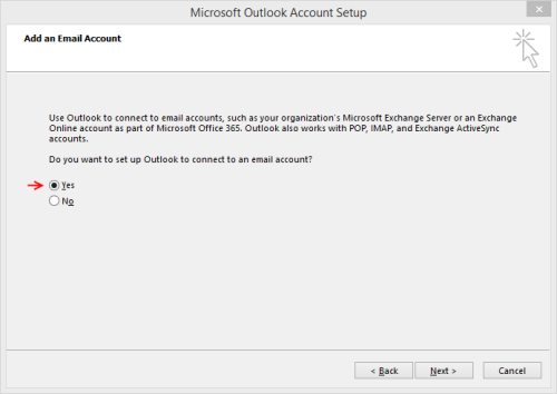 Outlook 2013 Setup - Connect to email?