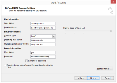 Outlook 2013 Setup - Basic email setting