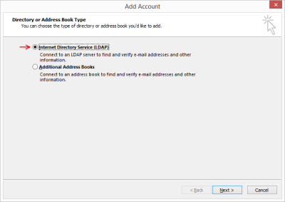 Outlook 2013 - Add [Address Book] Account