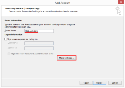 Outlook 2013 - Add [Address Book] Account