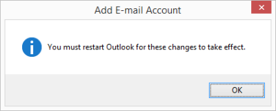 Outlook 2013 - Account added message