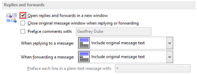 Outlook 2013 - Email options - Reply and Forward