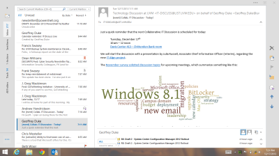 Outlook 2013 - tablet mode