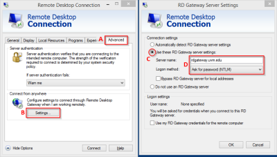 Remote Desktop Gateway settings