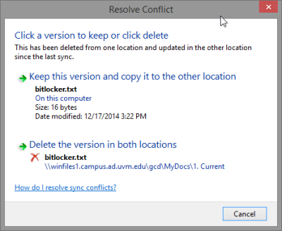 Windows provides information about the files in conflict and provides several appropriate options.