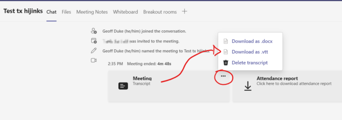 screen capture of MS Teams meeting summary cards. 