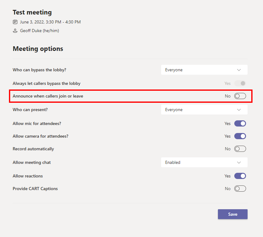 Turn On Caller Announcements In Teams Meetings Geoff UVM